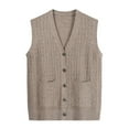 thumbnail image 1 of Sweater Vest V Neck Knit Sweater Vest Sleeveless Knitwear Tank Khaki, 1 of 2