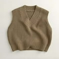 thumbnail image 1 of Sweater Vest V Neck Sleeveless Knit Sweaters Coffee Pullover Uniform Knit Sweaters Warm Baby Girl Fall Outfits Baby Clothes Girls 6-7 Years, 1 of 6