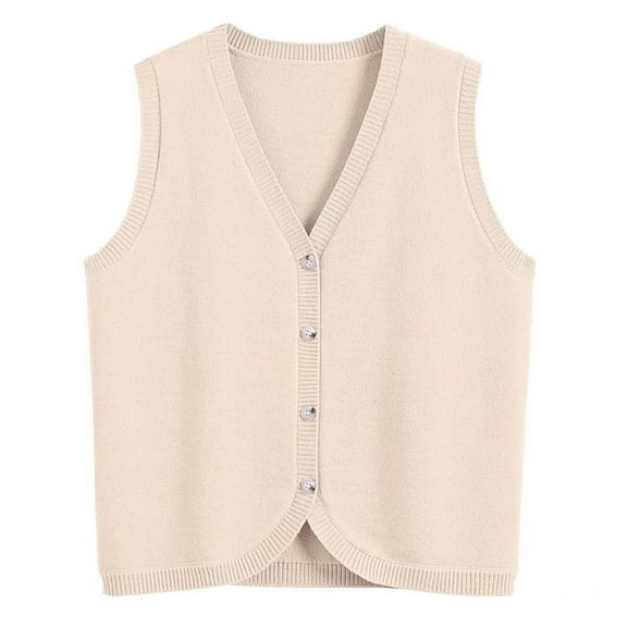 Sweater Vest Woman Button Down Collar Knit Sweater Vest Sleeveless Pullover For Casual Wear And Layering Fashion