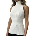 thumbnail image 1 of Sweater Vest Woman Women's High Neck Sleeveless Sweater Bottom Fitting Top, 1 of 7