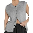 thumbnail image 1 of Sweater Vest Women 2025 Spring Summer Casual - Knit Sleeveless Button Down Tank Tops Trendy Clothes Grey L, 1 of 5