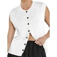 thumbnail image 1 of Sweater Vest Women 2025 Spring Summer Casual - Knit Sleeveless Button Down Tank Tops Trendy Clothes White S, 1 of 5