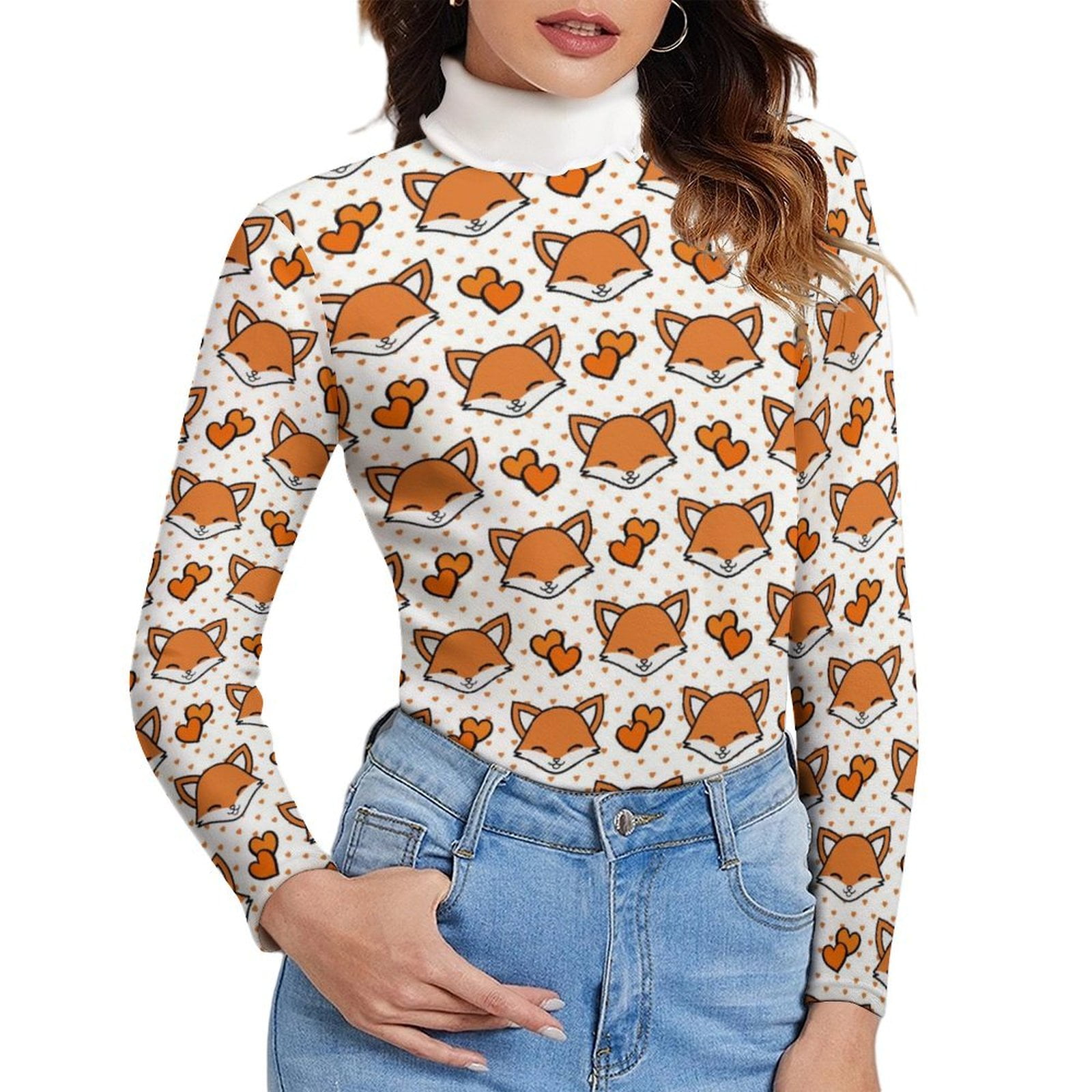 Women's Maple Leaf Cute Fox Plus Velvet Casual Sweatshirt