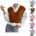 thumbnail image 1 of Sweater Vest for Women Square Neck Trendy Top for Concert and Party Outfits Women's Loose Knitted Cable Vest Pullover V Neck Vest Large Size Sweater Vest, 1 of 4