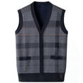 thumbnail image 1 of Sweater Vest for Men Winter Warm Fleece Lined Argyle Button V Neck Casual Sleeveless Knitted Cardigan Jumper Tops, 1 of 2