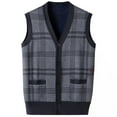 thumbnail image 1 of Sweater Vest for Men Winter Warm Fleece Lined Argyle Button V Neck Casual Sleeveless Knitted Cardigan Jumper Tops, 1 of 6