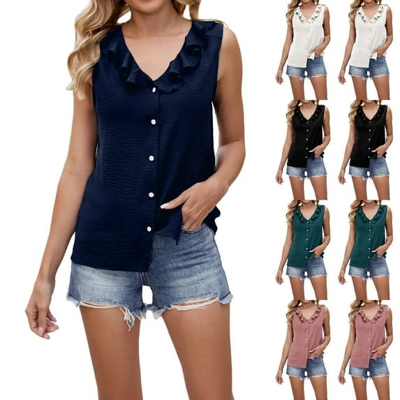 Sweater Vest for Women 2026 Sleeveless V Neck Button Up Cardigan Waffle Knit Tank Tops Spring Clothes