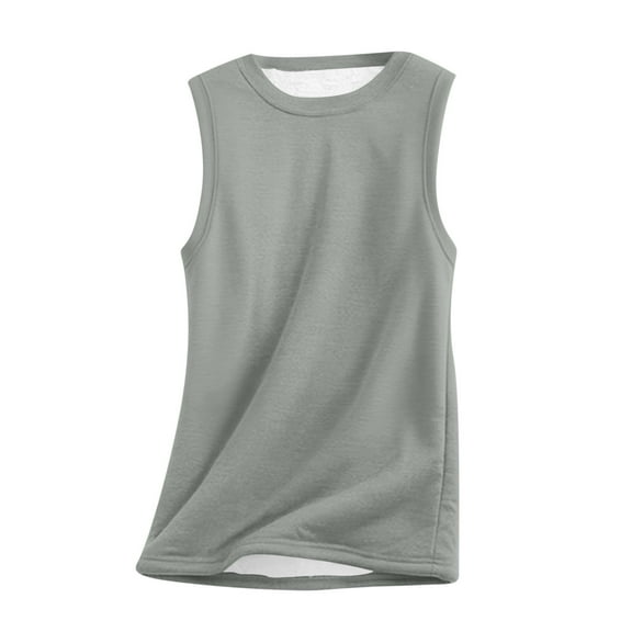 Sweater Vest for Women Fall Loose Sleeveless Round Neck Thickened Lambhair (Gray 2XL)