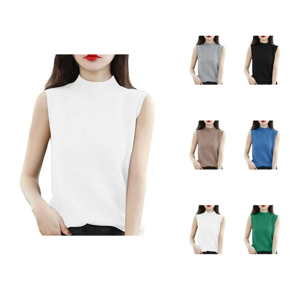 Sweater Vest for Women One Shoulder Style Edgy Romantic Date Night Top Half Turtleneck Vest Women's Sleeveless Bottoming Shirt