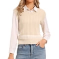 thumbnail image 1 of Sweater Vest for Women Sleeveless Crew Neck Casual Knitted Pullover Sweater Top XS Beige, 1 of 6