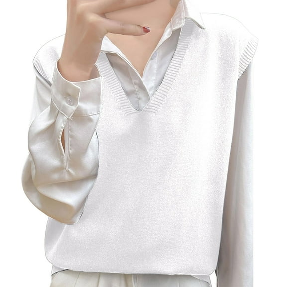 Sweater Vest for Women Sleeveless V Neck Oversized Knitted Pullover 2025 Fall Fashion Casual Dressy Jumper Tops