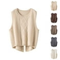 thumbnail image 1 of Sweater Vest for Women Square Neck Off The Shoulder Boho Festival Top Women Fashion Solid Vest Casual Loose Short Split Knit Sweater Vest, 1 of 4