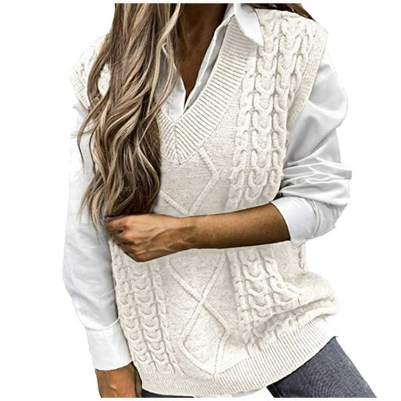 Sweater Vest for Women V Neck Sleeveless Knit Solid Pullover Tops