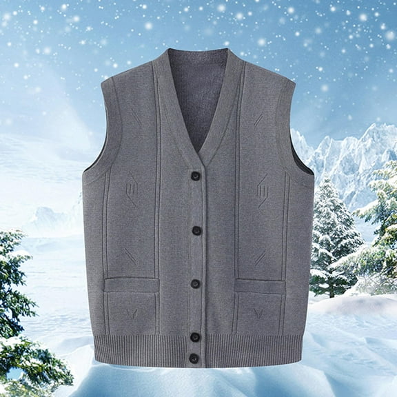 Sweater Vests for Men Vintage Casual Button Down V-Neck Sleeveless Cozy Warm Raglan Open Front Cardigans