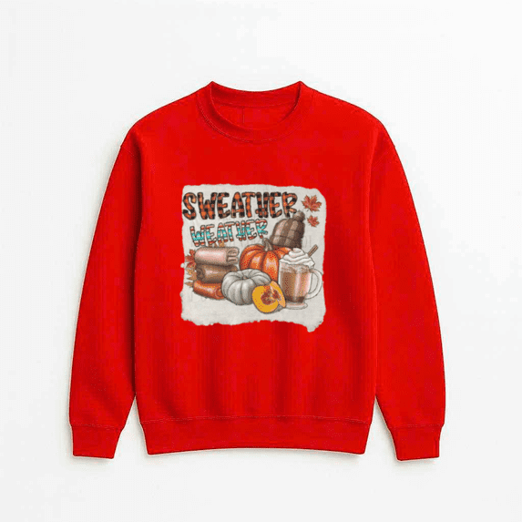 Sweater Weather Bleached Cozy Autumn Inspired Casual Everyday Outfit Sweatshirt, up to size 5XL