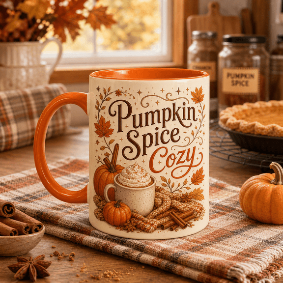 Sweater Weather Ceramic Coffee Mugs with Pumpkin Spice Design for Fall Gift