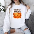 thumbnail image 1 of Sweater Weather Cute Autumn Cat With Pumpkin Pullover Sweatshirt, 1 of 2