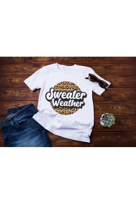 Sweater Weather Leo.Pard Print Autumn Fall Gift Tshirt, Unisex T-Shirt