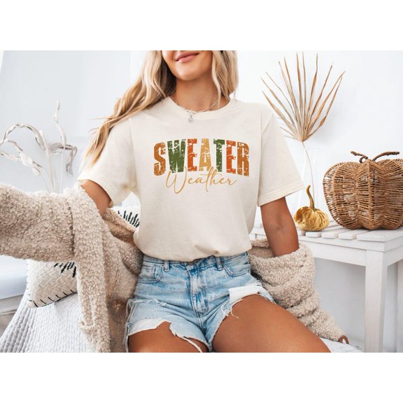 Sweater Weather Shirt, Retro Fall Sweater, Autumn Graphic Tee, Cozy Sweater Weather, Thanksgiving Tee, Cute Fall Sweat, Women's Fall Sweat Tshirt All Size S-5XL