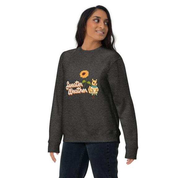 'Sweater Weather' Unisex Premium Sweatshirt (Charcoal Heather, S)