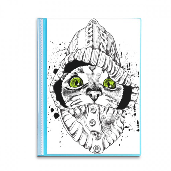 Sweater White Cat Head Protect Animal Pet Lover Book Sheet Protectors Portfolio Binder Folder