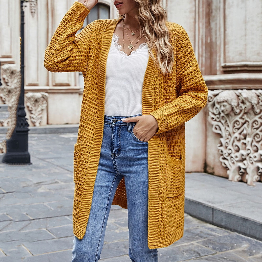 Yellow cardigan hotsell with pockets
