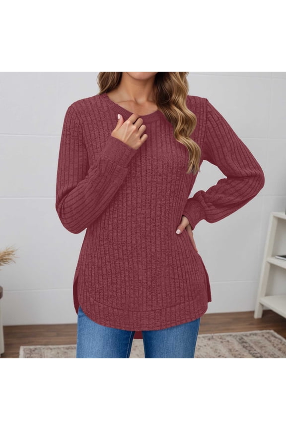 Sweater Women Long Sleeve Crew Neck Pull Over Sweaters Womens Lightweight Sweaters Fall Sweaters Womens Casual Tops