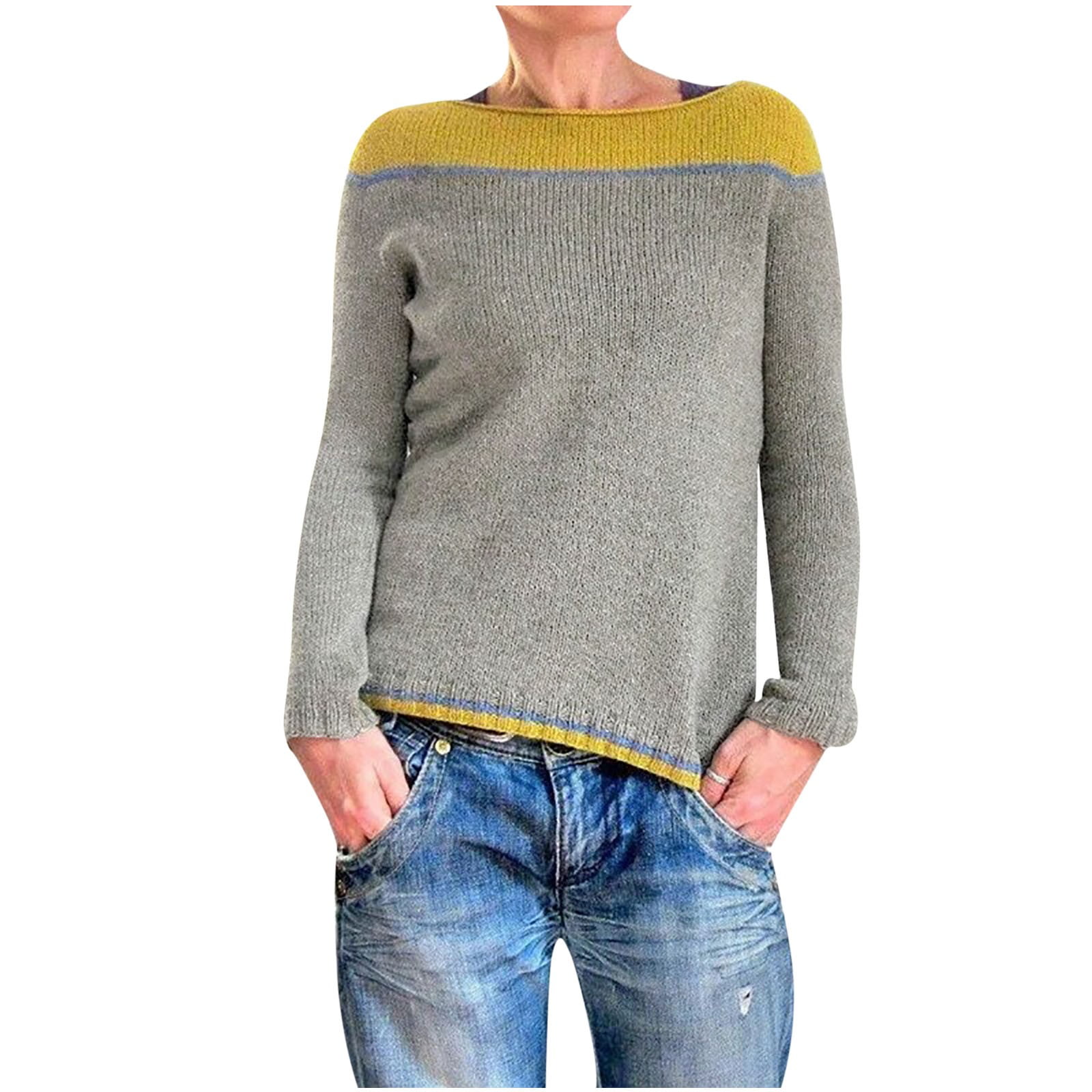 Western Geometric Knit Crew Neck Sweater