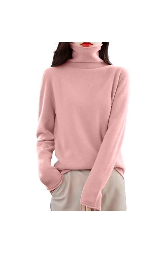 Sweater Women Long Sleeve Pullover Turtleneck Sweaters Light Sweaters Winter Tops Winter Essentials