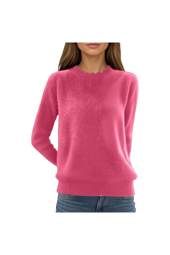 Women'S Sweaters Women'S Pullover Sweaters Long Sleeve Crew Neck Lightweight Sweaters Womens Winter Tops Womens Tops Trendy