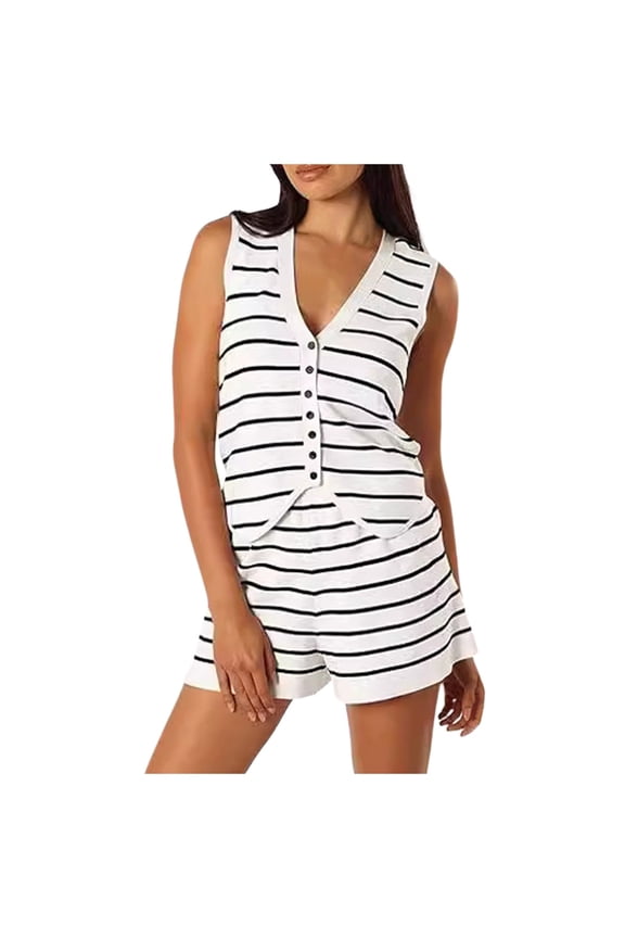 Sweater Women's Pajamas Sets 2 Piece Shorts Spring/Summer Women's Knitted Cardigan Set