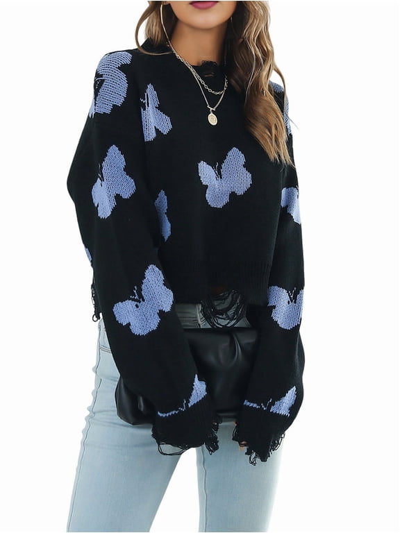 Sweater Y2K Harajuku Hip Hop Knit Butterfly Pullover Goth Fairy Streetwear Punk Tops Clothes