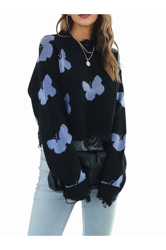 Sweater Y2K Harajuku Hip Hop Knit Butterfly Pullover Goth Fairy Streetwear Punk Tops Clothes