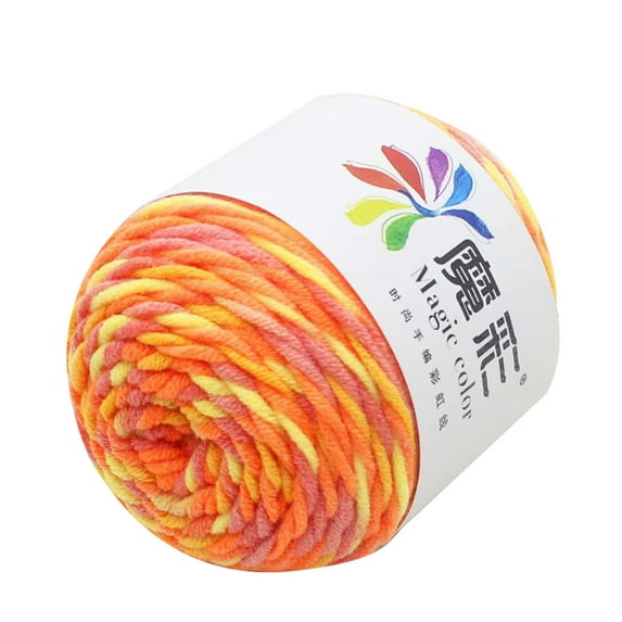 Sweater Yarn, Soft Crochet Yarn, Vibrant Colors Gradient Cake Yarn, 1Pcs Hand Knitting Craft Yarn, Colorful Soft Rainbow Cotton for Knitting Shawls Blankets Sweater Orange