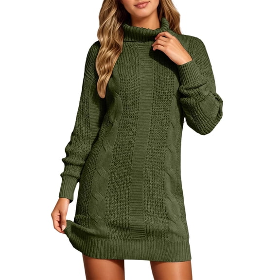 Sweater dress Knit Sweater Dress Long Sleeve Turtleneck Slim Fit Bodycon Mid Length Pullover For Fall Winter Casual Wear