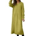 thumbnail image 1 of Sweater dress Women's Sweater Dress Elegant Knit Midi Dress With Scissor Neckline Side Slit Casual Party Wear Fall Winter Wardrobe, 1 of 9