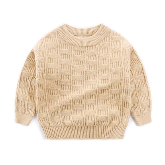 Sweater for Baby Girl Long Sleeve Crewneck Khaki Pullover Sweater Warm Fall Winter Clothes Baby Girl Sweaters 4-5 Years