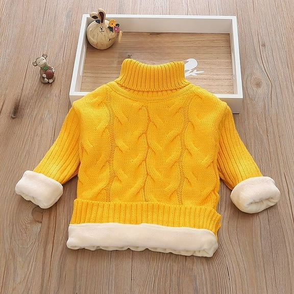 Sweater for Kids Long Sleeve Tops Yellow Pullover Top Warm Winter Baby Girl Clothes Toddler Boy Sweater 3-4 Years