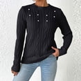 thumbnail image 1 of Sweater for Women 2025 Fall Round Neck Pullover Casual Bottom Knitting Long Sleeve Sweater Black M, 1 of 3