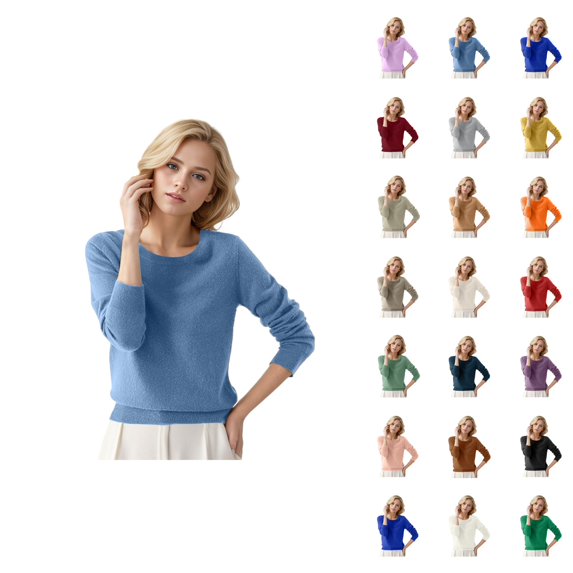 Sweater for Women 2026 Fall Winter Trendy Long Sleeve Crewneck Soft Plain Knitted Sweaters Pullover Top