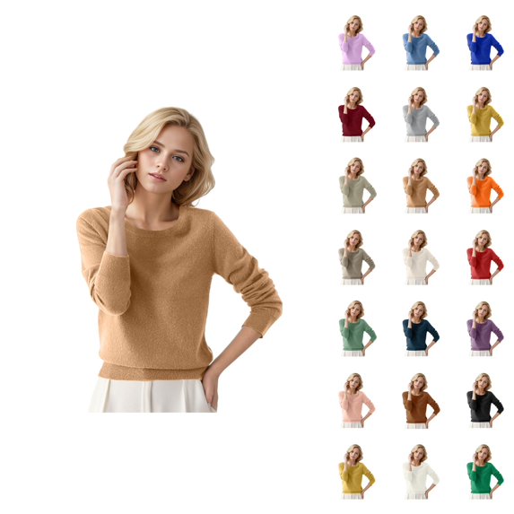 Sweater for Women 2026 Fall Winter Trendy Long Sleeve Crewneck Soft Plain Knitted Sweaters Pullover Top