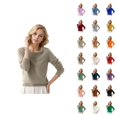 thumbnail image 1 of Sweater for Women 2026 Fall Winter Trendy Long Sleeve Crewneck Soft Plain Knitted Sweaters Pullover Top, 1 of 4