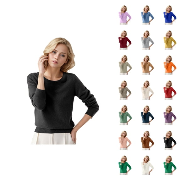 Sweater for Women 2026 Fall Winter Trendy Long Sleeve Crewneck Soft Plain Knitted Sweaters Pullover Top