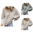 thumbnail image 1 of Sweater for Women, Batwing Sweaters for Women, Fall Winter Striped Knit, Oversized Long Sleeve, 1 of 5