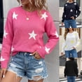 thumbnail image 1 of Sweater for Women Crew Neck Star Print Pullover Top Long Sleeve Relaxed Fit Casual Fall Pullover, 1 of 8
