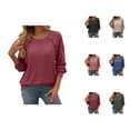 thumbnail image 1 of Sweater for Women, Crew Neck Sweaters for Women, Button Style Long Sleeve, Brushed Solid Color Top, 1 of 4