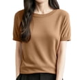 thumbnail image 1 of Sweater for Women Elegant Short Sleeve V Neck Knitted Summer Solid Basic Winter Sweaters, 1 of 1
