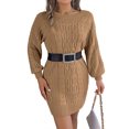 thumbnail image 1 of Sweater for Women Lantern Sleeve Sweater Dress Casual Pullover Cable Knit Sweaters Alsol Lamesa, 1 of 6