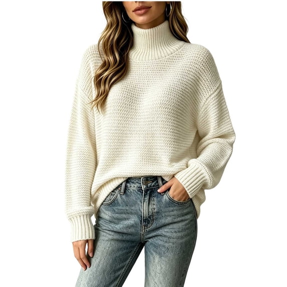 Sweater for Women Loose High Neck Long Sleeve Knitted Pullover Top Winter Fashion Casual Comfortable Wear Sweaters