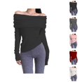 thumbnail image 1 of Sweater for Women, Off Shoulder Sweaters for Women, Collarbone Long Sleeve Knit, Spring Autumn Fashion, 1 of 4